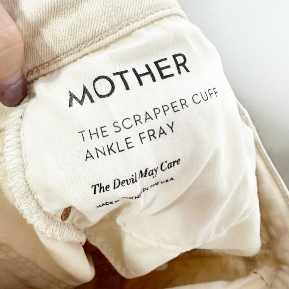 Mother Womens Jeans The Scrapper Cuff Ankle Fray Devil May Care Cream Size 25 - Picture 9 of 12